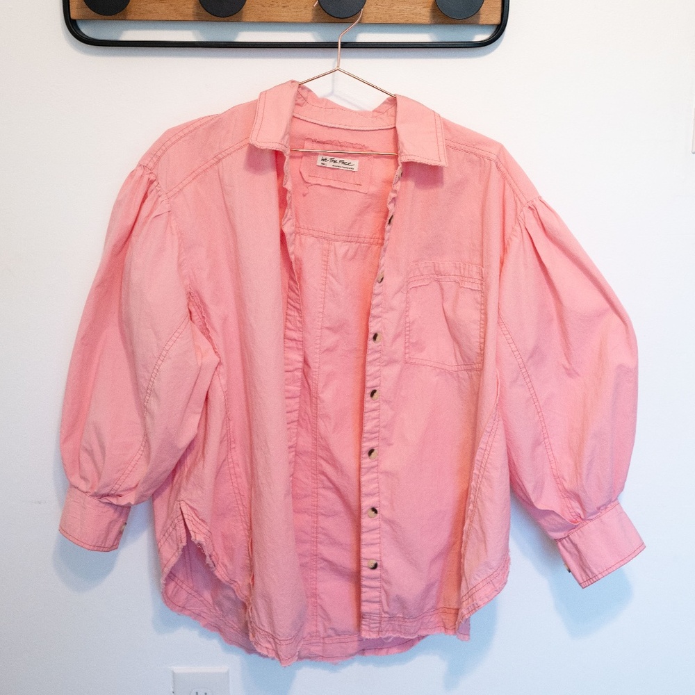 Free People Women’s Happy Hour Oversized Slouchy Poplin Button Up